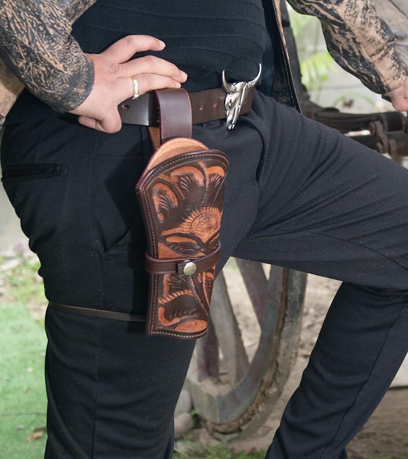 Leather western holster fits model Uberti 1873 Cattleman Gun model holster
