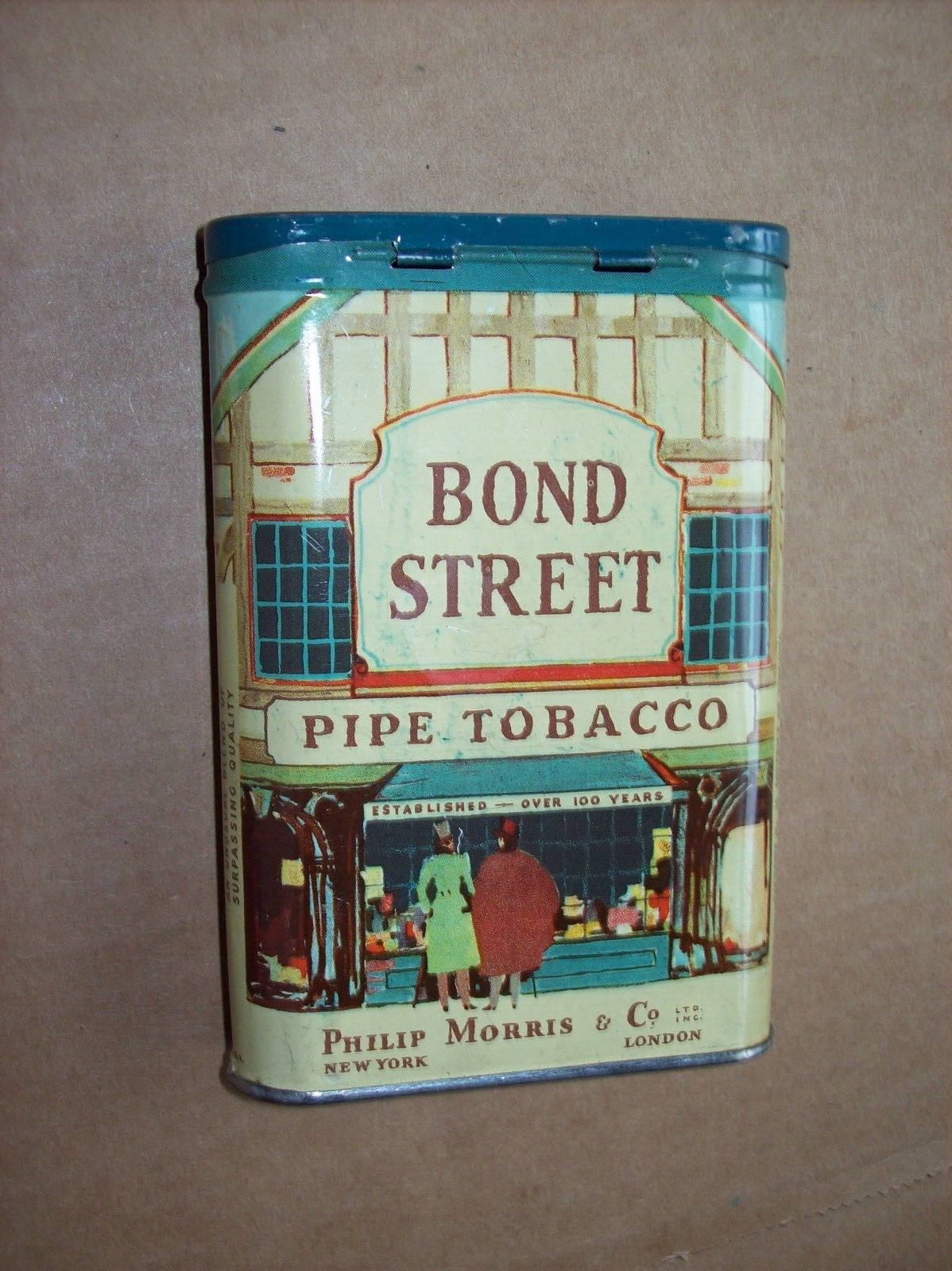 Vintage Philip Morris Bond Street Pipe Tobacco Vertical Pocket Tin factory 15