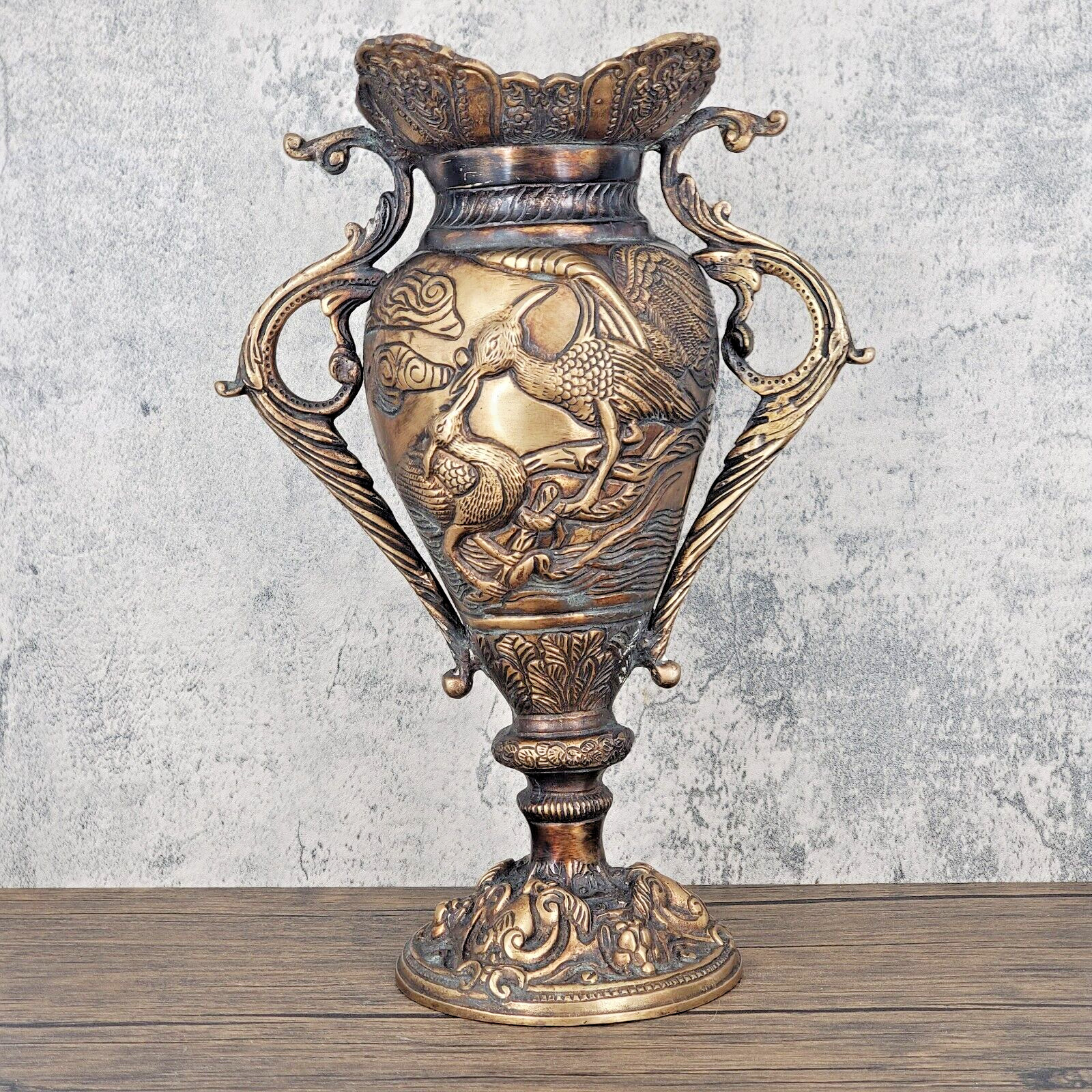 Art Nouveau Loving Cup Chalice Vase Urn with Stylized Phoenix & Sensual Curves