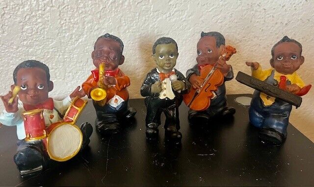 Vintage African American Black Young Jazz Blues Band Orchestra Figurine Lot of 5