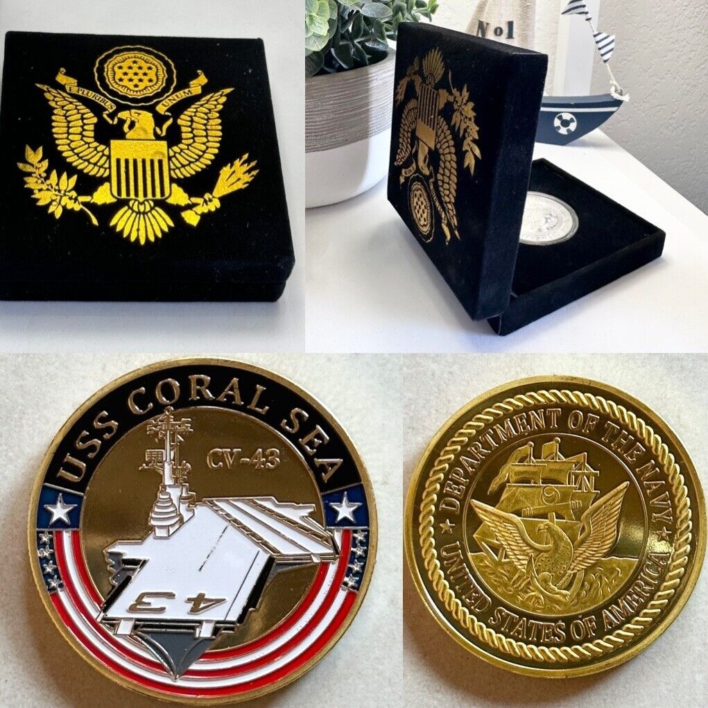 US NAVY - USS CORAL SEA  CV-43 Challenge Coin With Special Velvet Case