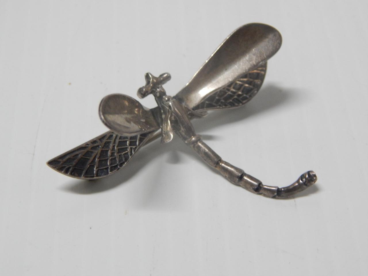 MEXICAN TAXCO STERLING SILVER PIN DRAGONFLY PIN - FINE AND NICE DETAILING - OLD
