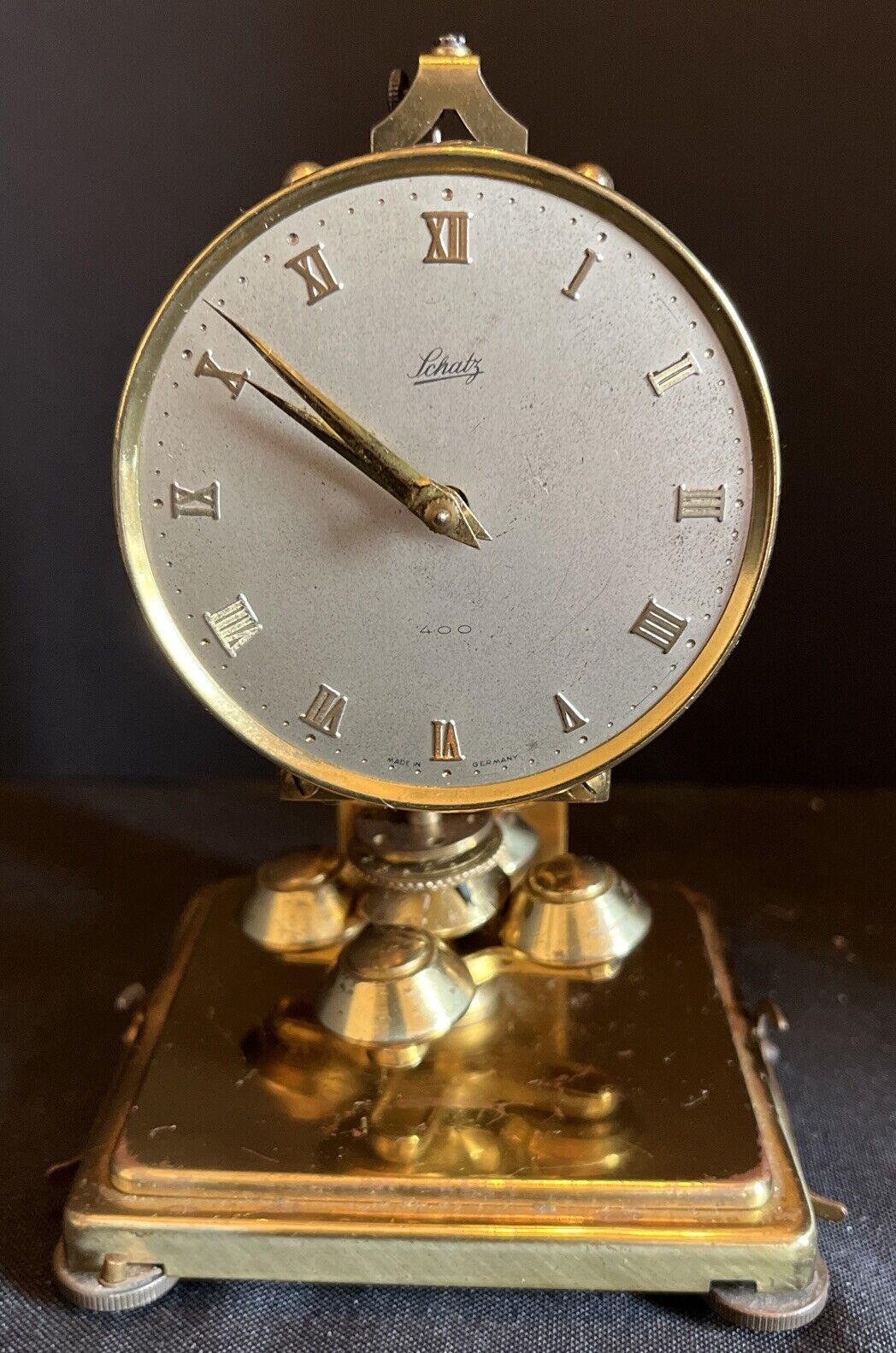 Vintage Schatz 400 brass clock made in Germany not tested for parts only