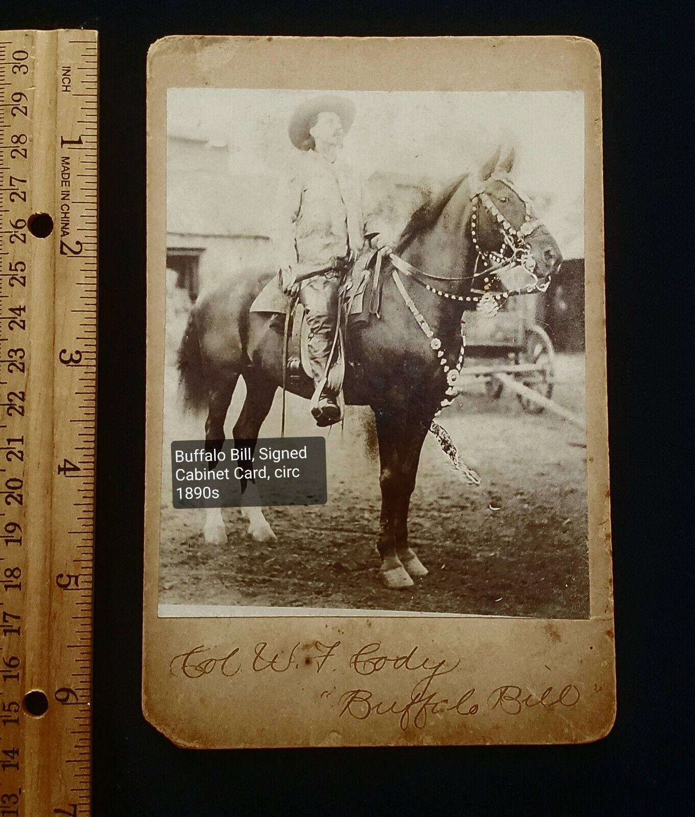 Buffalo Bill, Vintage SIGNED,  Cabinet Card, Circ: 1880-90\'s , Scarce 