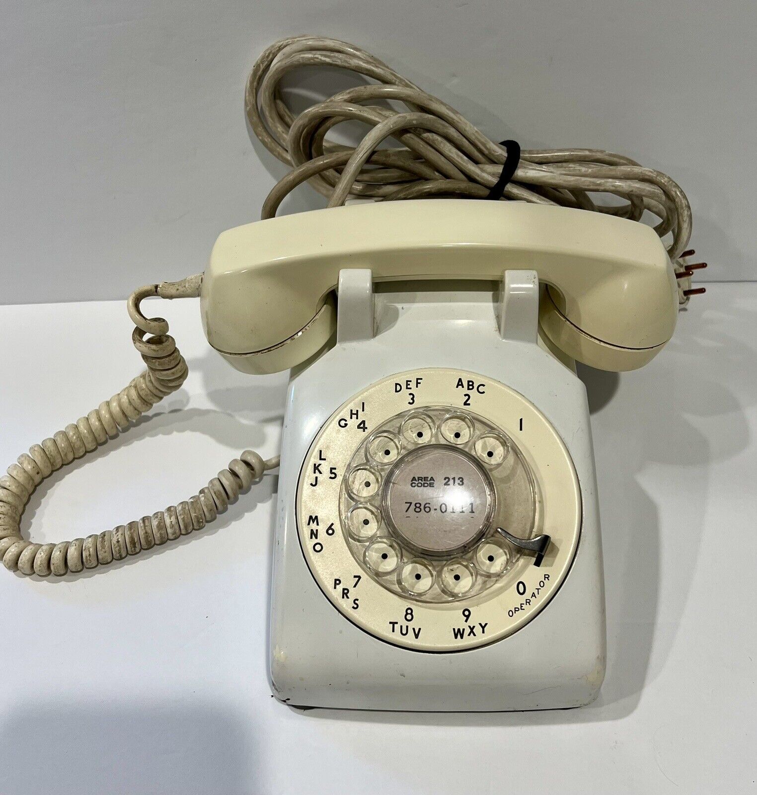 Vintage Retro MCM White Rotary Desk Telephone Western Electric For Bell