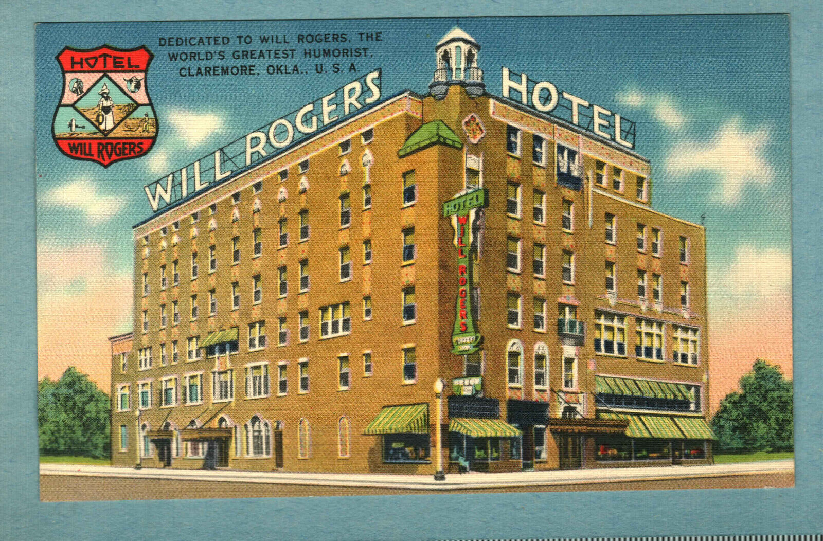 Postcard Will Rogers Hotel Claremore Oklahoma OK