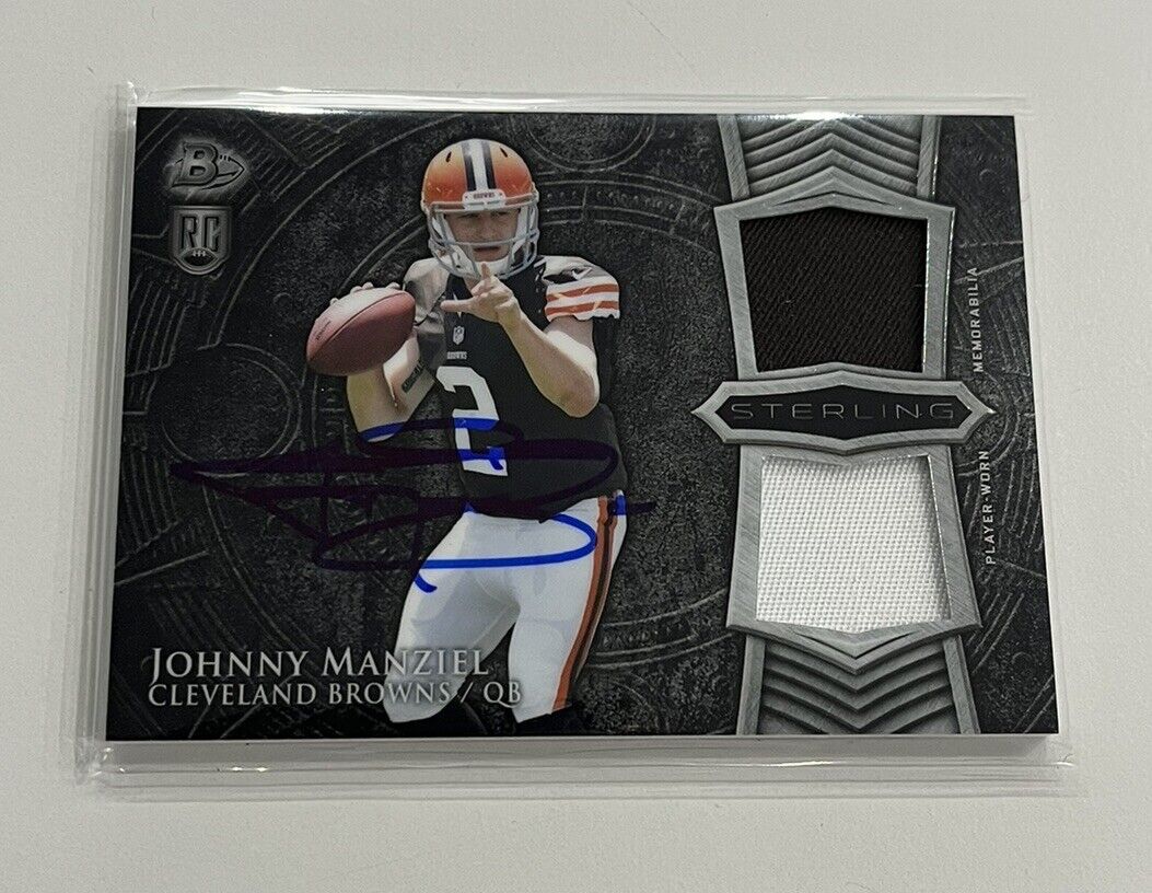 2014 TOPPS BOWMAN STERLING JOHNNY MANZIEL CAR AND RELIC ROOKIE RC CARD BAS QR