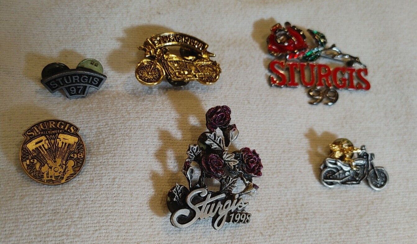 Sturgis Motorcycle Rally Pin Collection 1997-1999 6 Pins