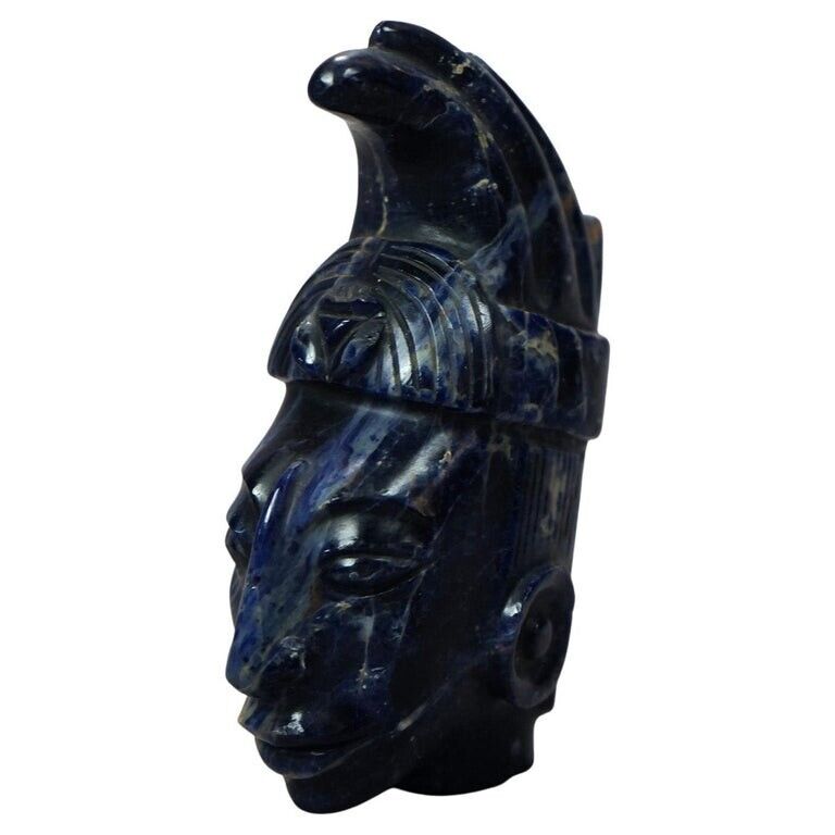  Lapis Lazuli Carved Figure Head of Indian 20th C