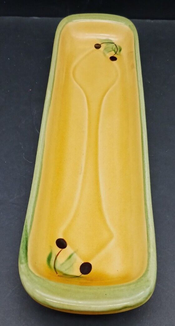 Faience Provencale France Gold W Olives Spoon Rest 11\