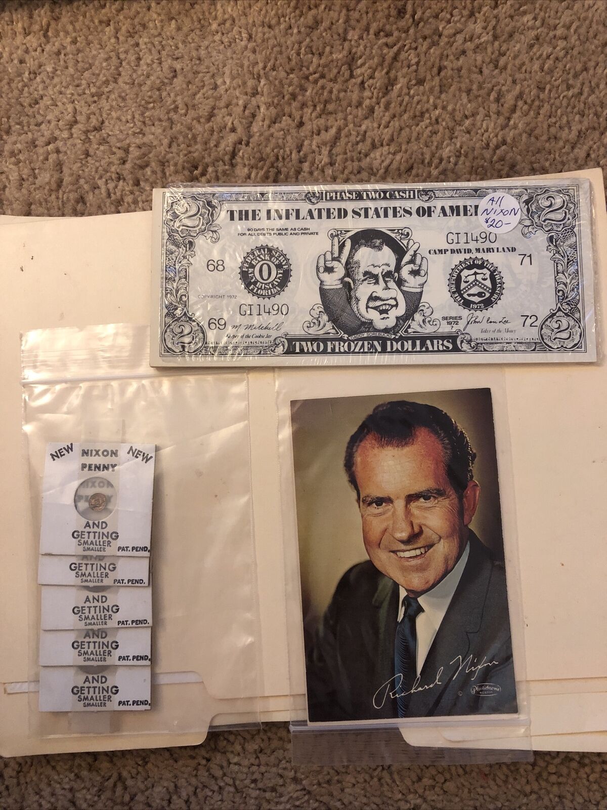 Old Vintage Richard Nixon Lot Commemorative Funny Joke Cash