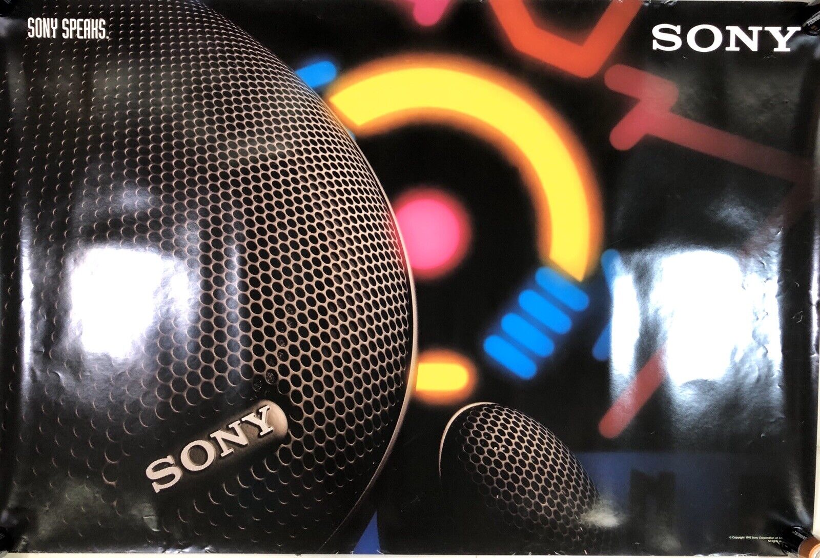 Vintage Sony Speaker Japan Advertising Poster 1992 90s 22 x 33 J26