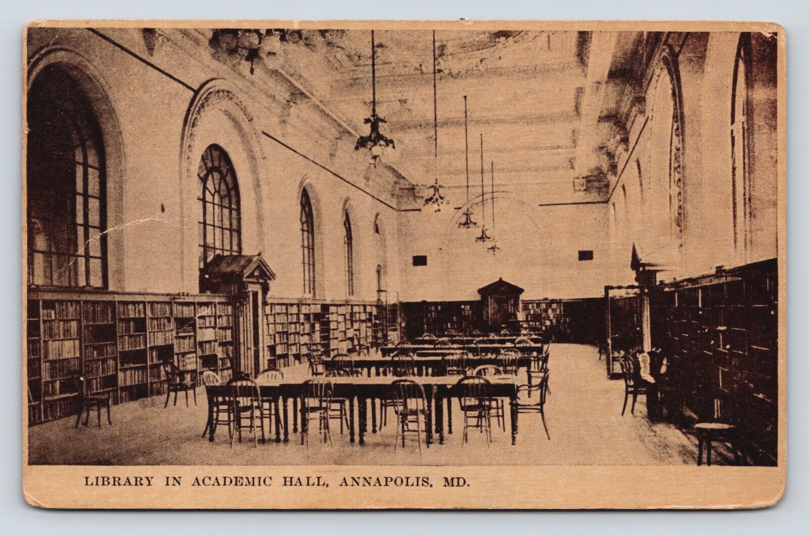 c1911 Annapolis MD Library In Academic Hall ANTIQUE Postcard 1c