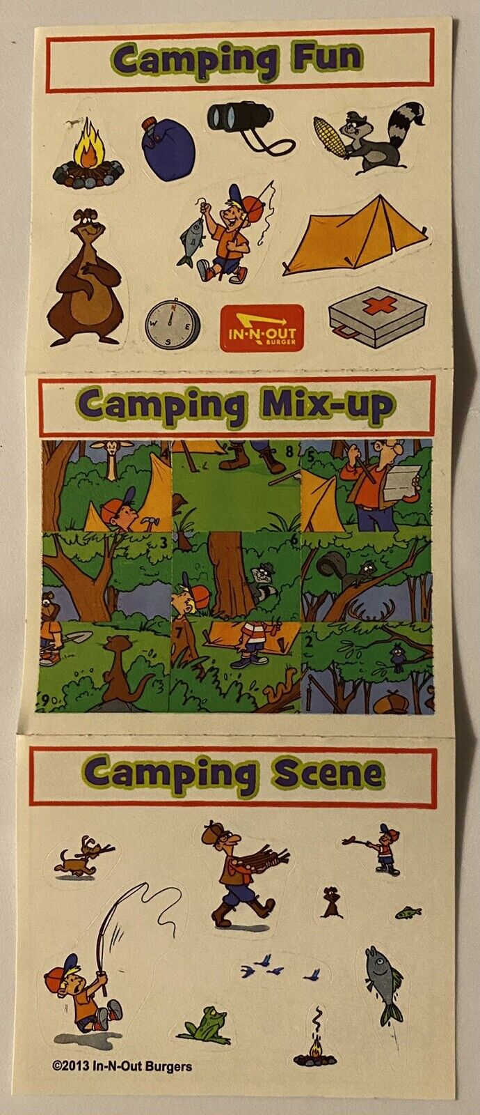 In-N-Out Company Kids Camping Sticker Set - In n Out Burger Fast Food Chain