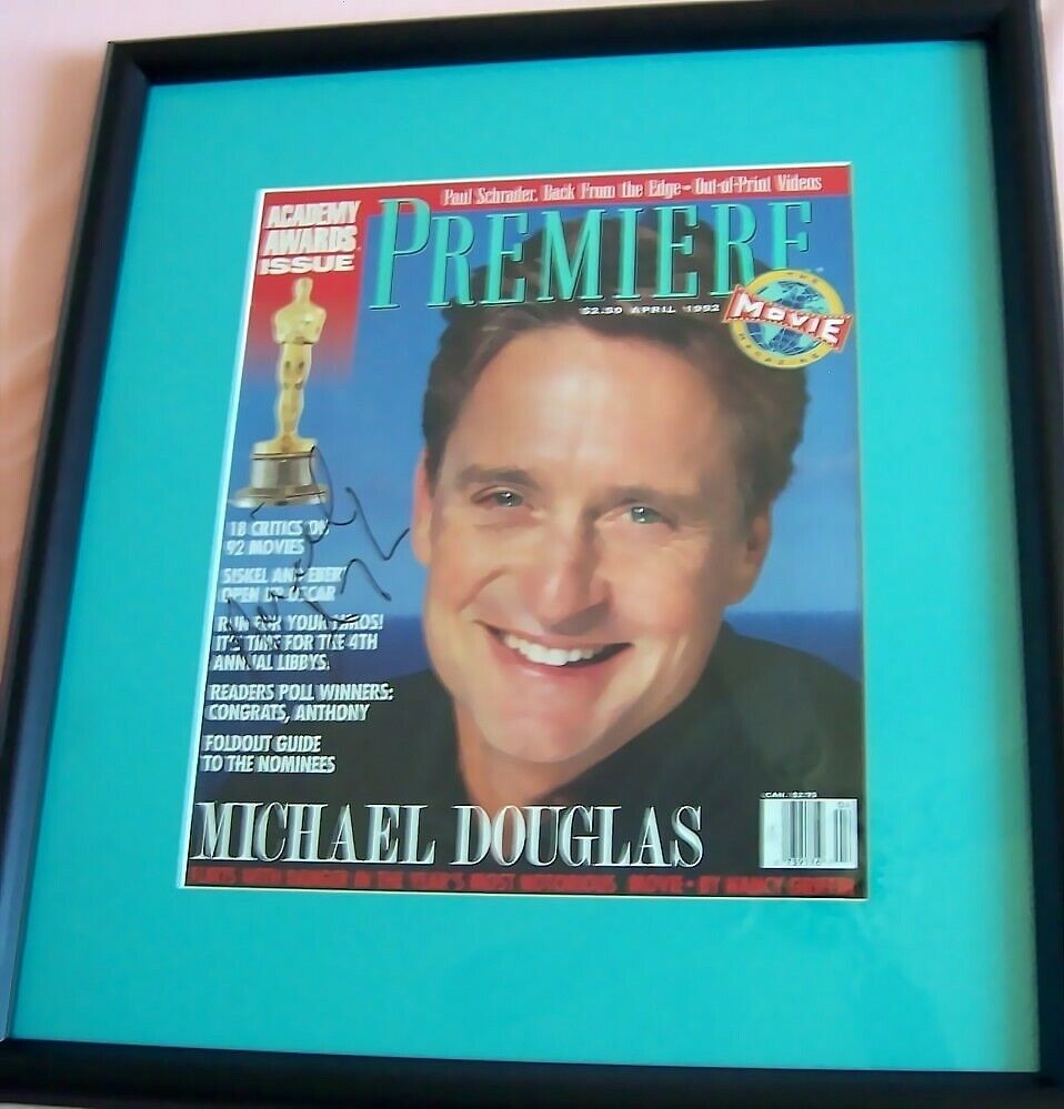 Michael Douglas autographed signed autograph Premiere magazine cover framed JSA