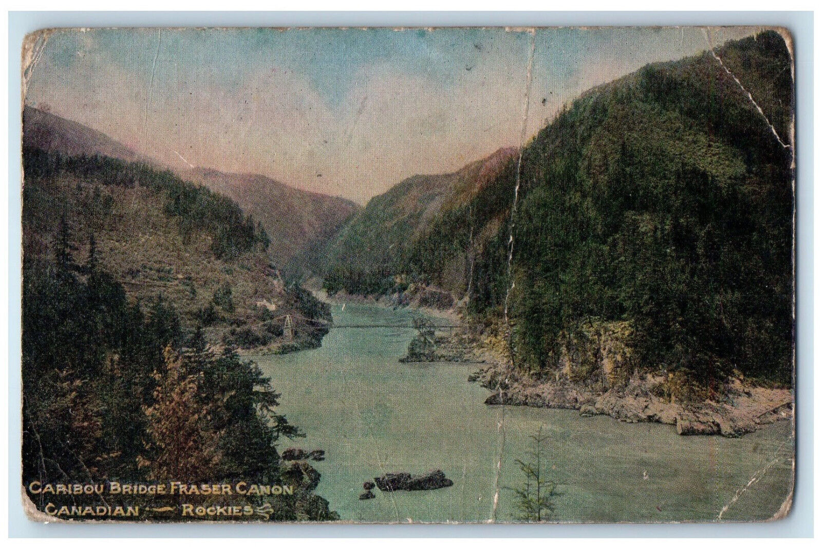 Canadian Rockies BC Canada Postcard Caribou Bridge Fraser Canyon 1908