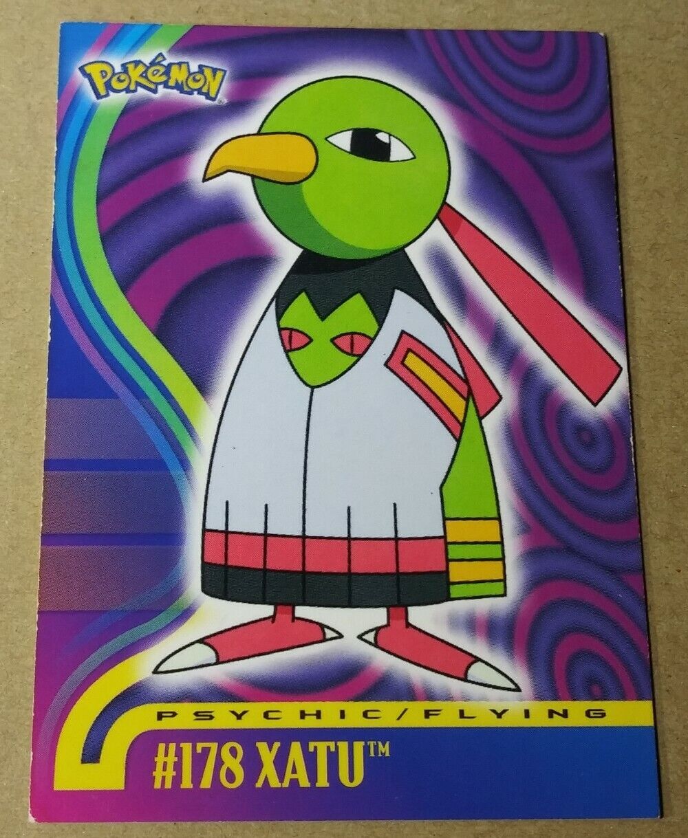 Vintage Rare 2001 Glossy Xatu Topps Johto Series 1 #178 Non-Holo Pokemon Card