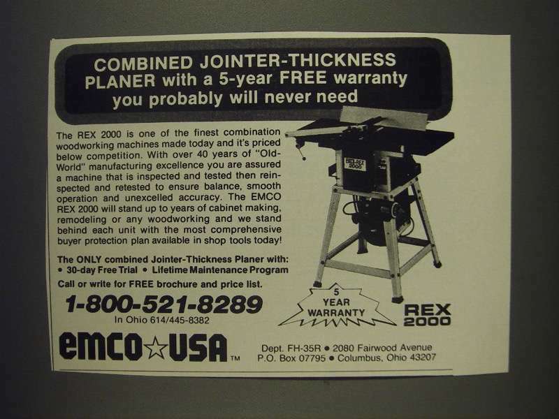 1985 Emco REX 2000 Jointer - Thickness Planer Ad