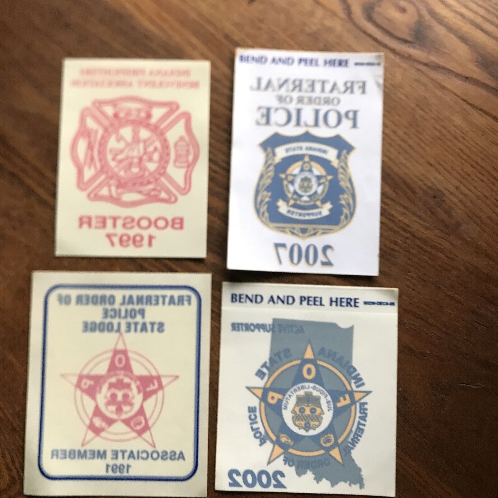 LOT OF 4 POLICE & Firefighter SUPPORTER/BOOSTER WINDOW DECALS