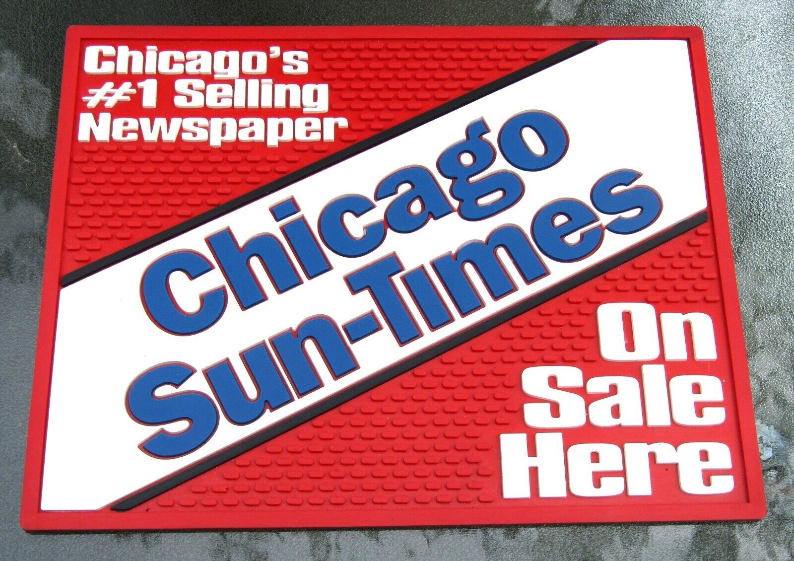Vintage Chicago Sun-Times #1 Selling Newspaper On Sale Here Rubber Counter Mat