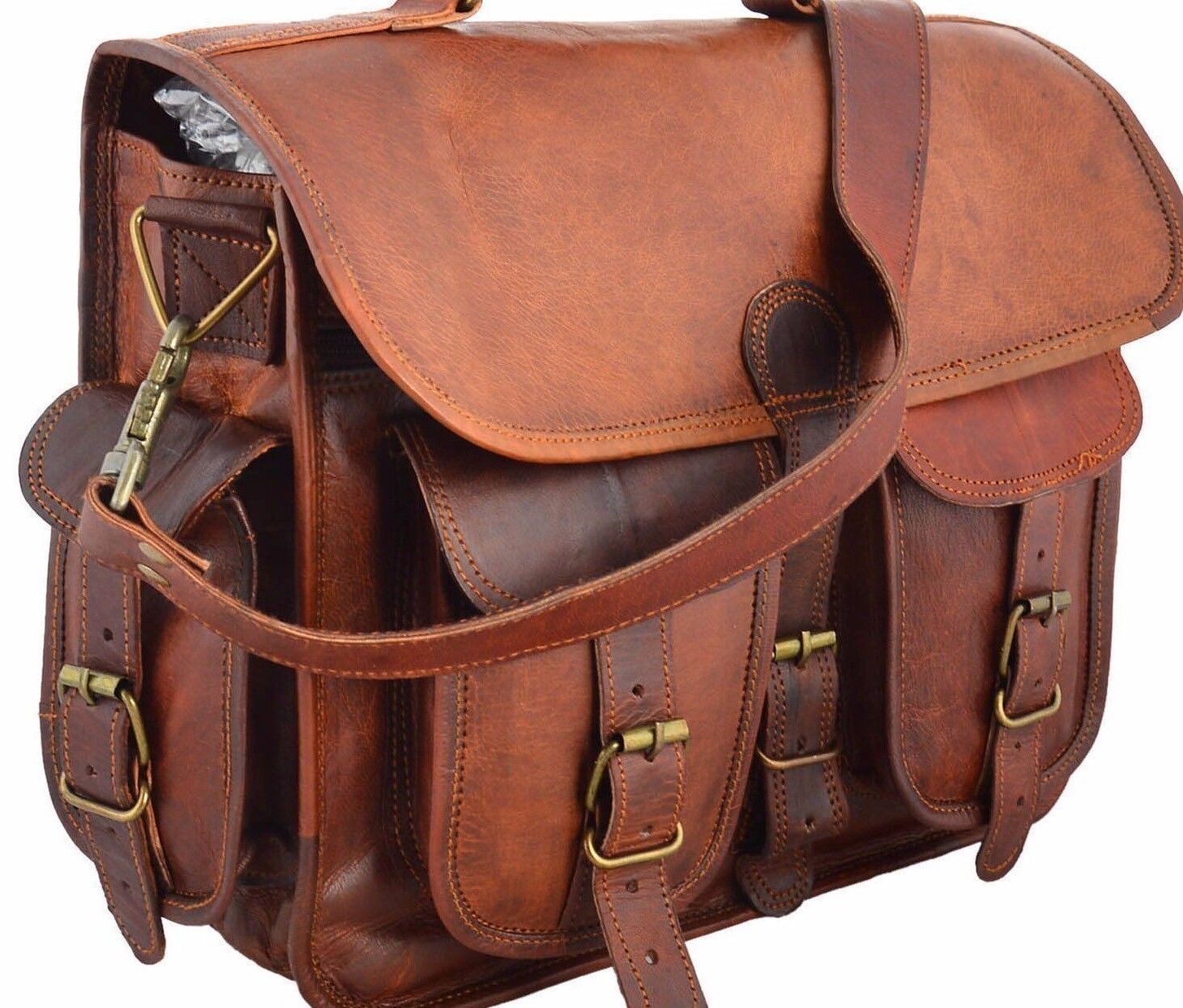 1 Side Pouch  Brown Leather Motorcycle Side Pouch Saddlebags Saddle Bag Panniers