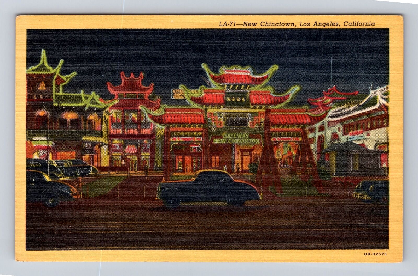 Los Angeles CA-California, New Chinatown, Antique Vintage Souvenir Postcard