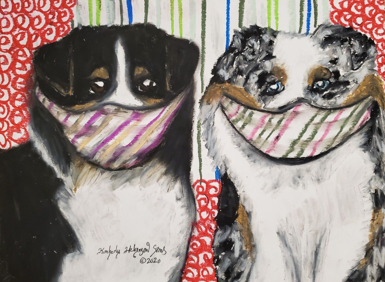 Australian Shepherd Dog Art Print Signed by Artist Kimberly Helgeson Sams 8x10