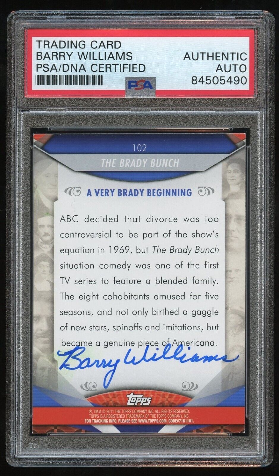 Barry Williams #102 signed autograph auto Inkworks Brady Bunch Card PSA Slab
