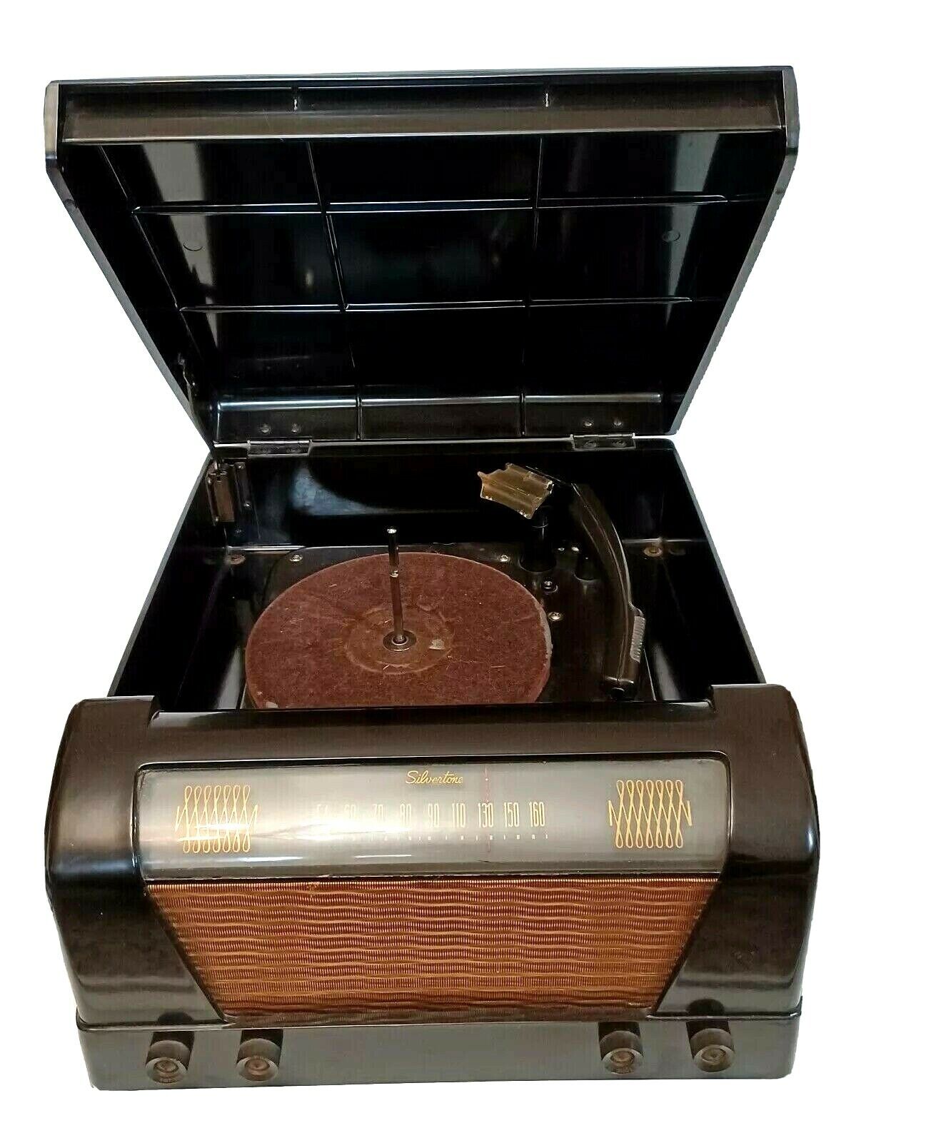 1948 Silvertone Radio Phonograph Model 8080 Black Bakelite Ch 101.852 Works