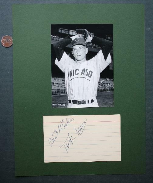 1950s Chicago Cubs-White Sox star Turk Lown signed/autographed card & photo set*