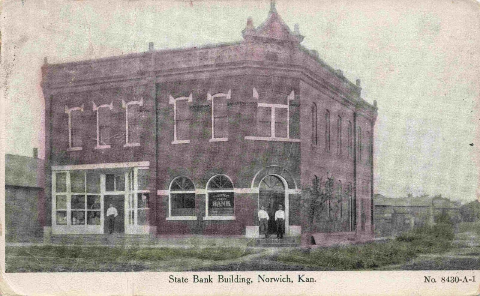 Norwich Kingman County Kansas State Bank Building c1908 Vintage KS Postcard
