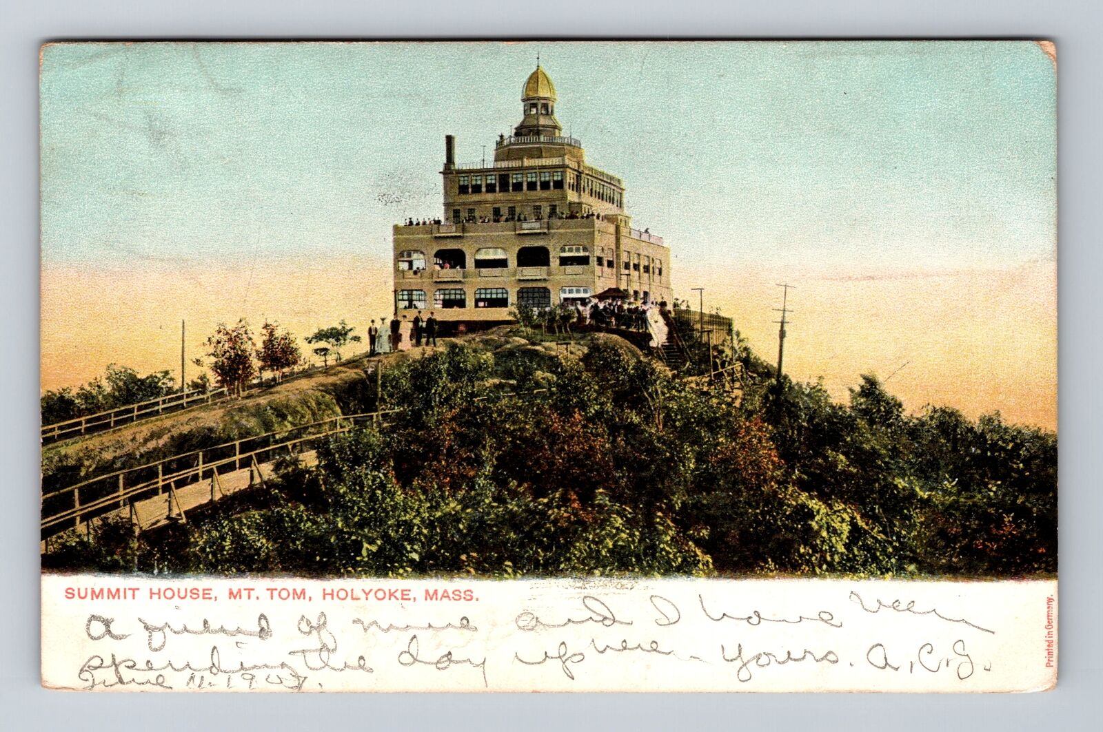 Holyoke MA-Massachusetts, Mt. Tom, Summit House, Antique Vintage c1907 Postcard