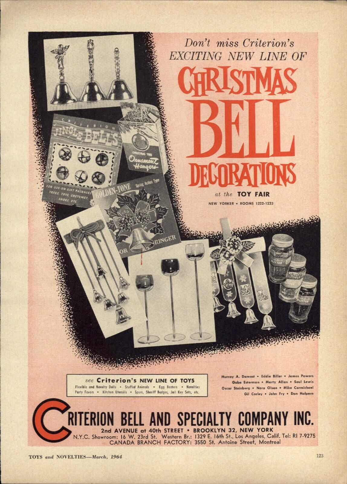 1964 PAPER AD Criterion Bell Company Christmas Decorations Noel 