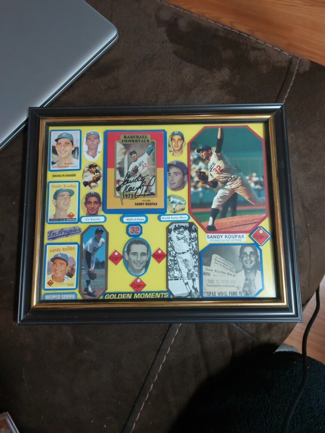Sandy Koufax HOF Autographed Baseball Immortals Card #131 DODGERS Framed Collage