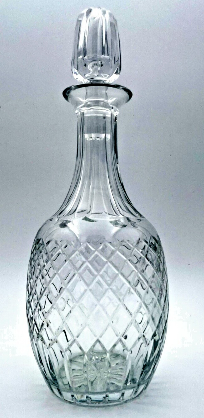 Vintage Atlantis Cut Crystal Whiskey Wine Decanter and Stopper Diamond #133