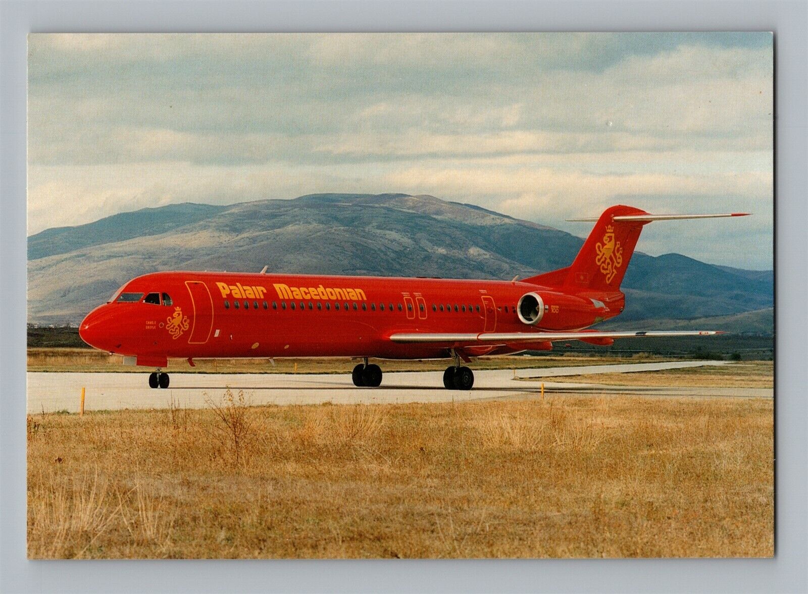 Aviation Airplane Postcard Palair Macedonian Airlines Fokker 100 BI8