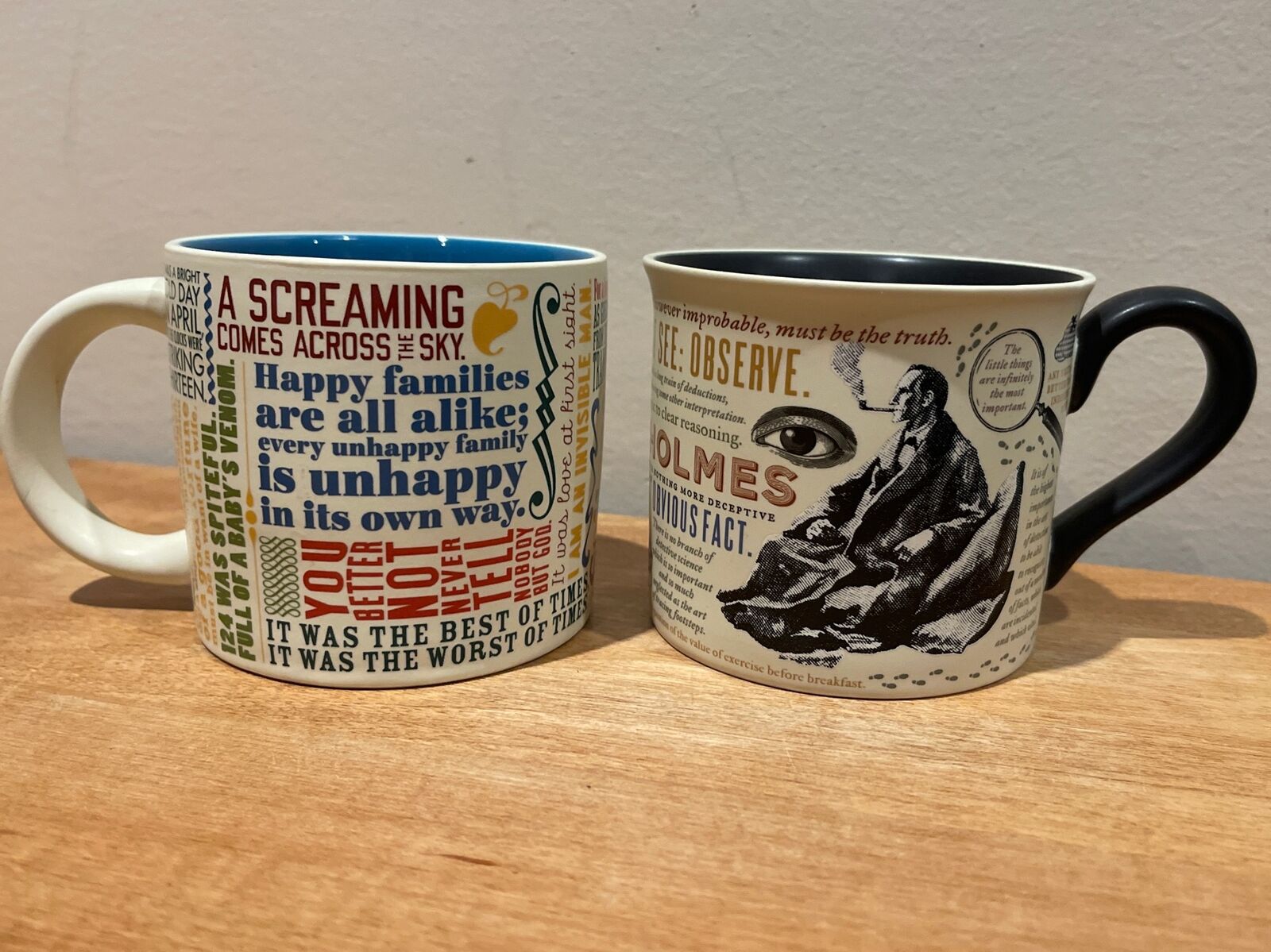 The Unemployed Philosophers Guild 2 Mugs, Sherlock Holmes & First Lines of Lit
