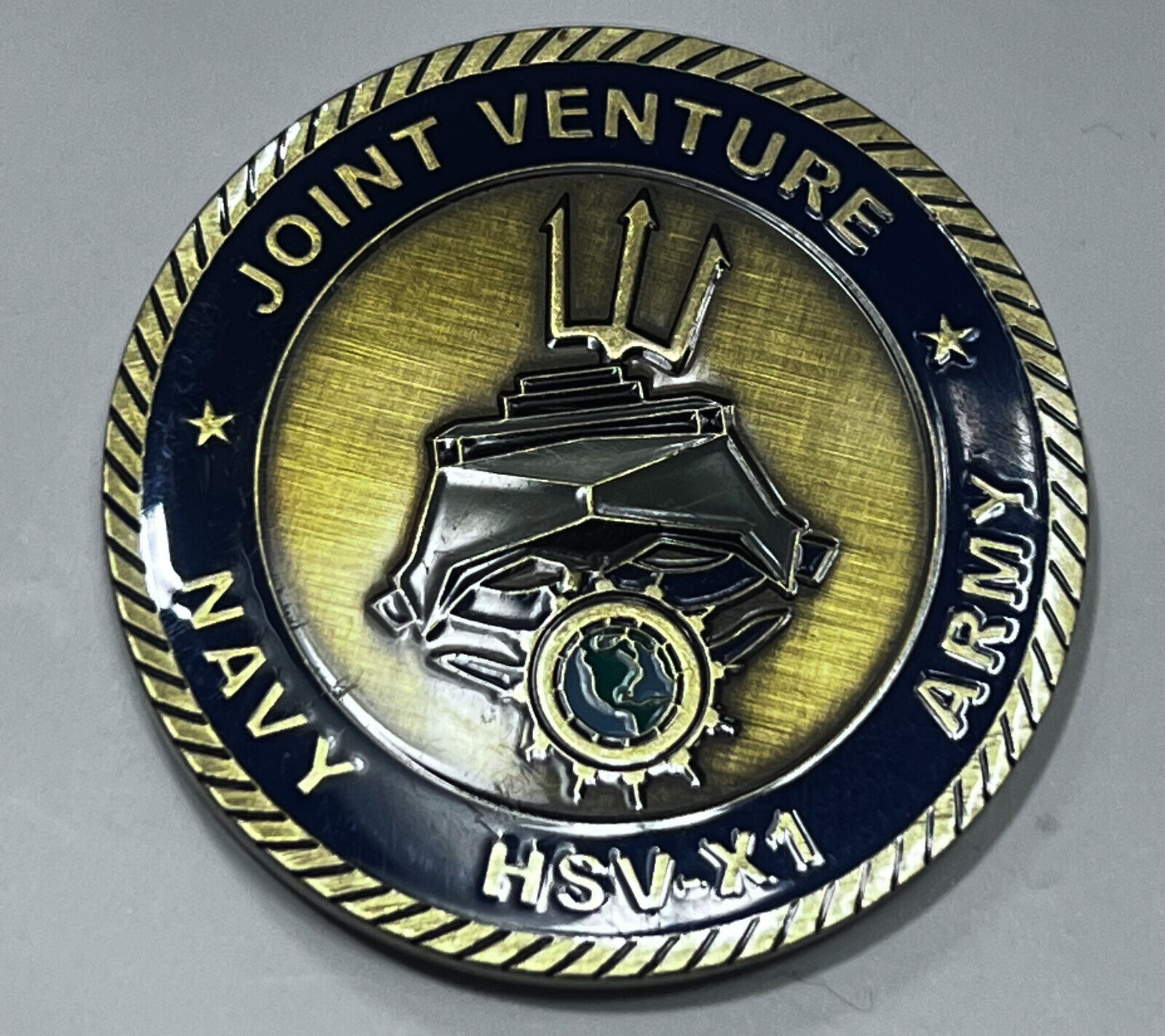 rare authentic 1998 challenge coin w/coa joint venture army navy hsv-x1 project