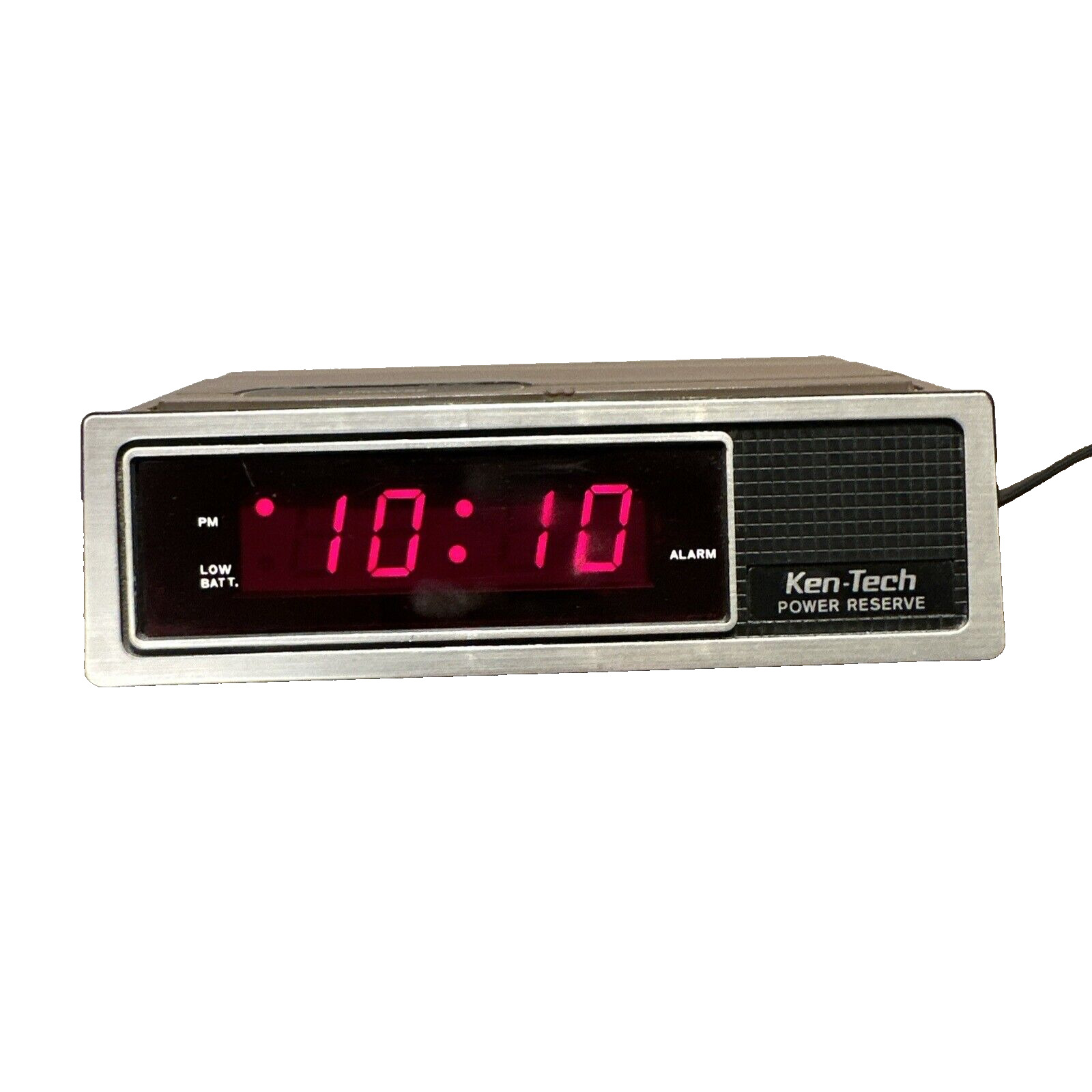 Vintage Alarm Clock Ken-Tech Model T-2077 1985 Wood Grain Red LED
