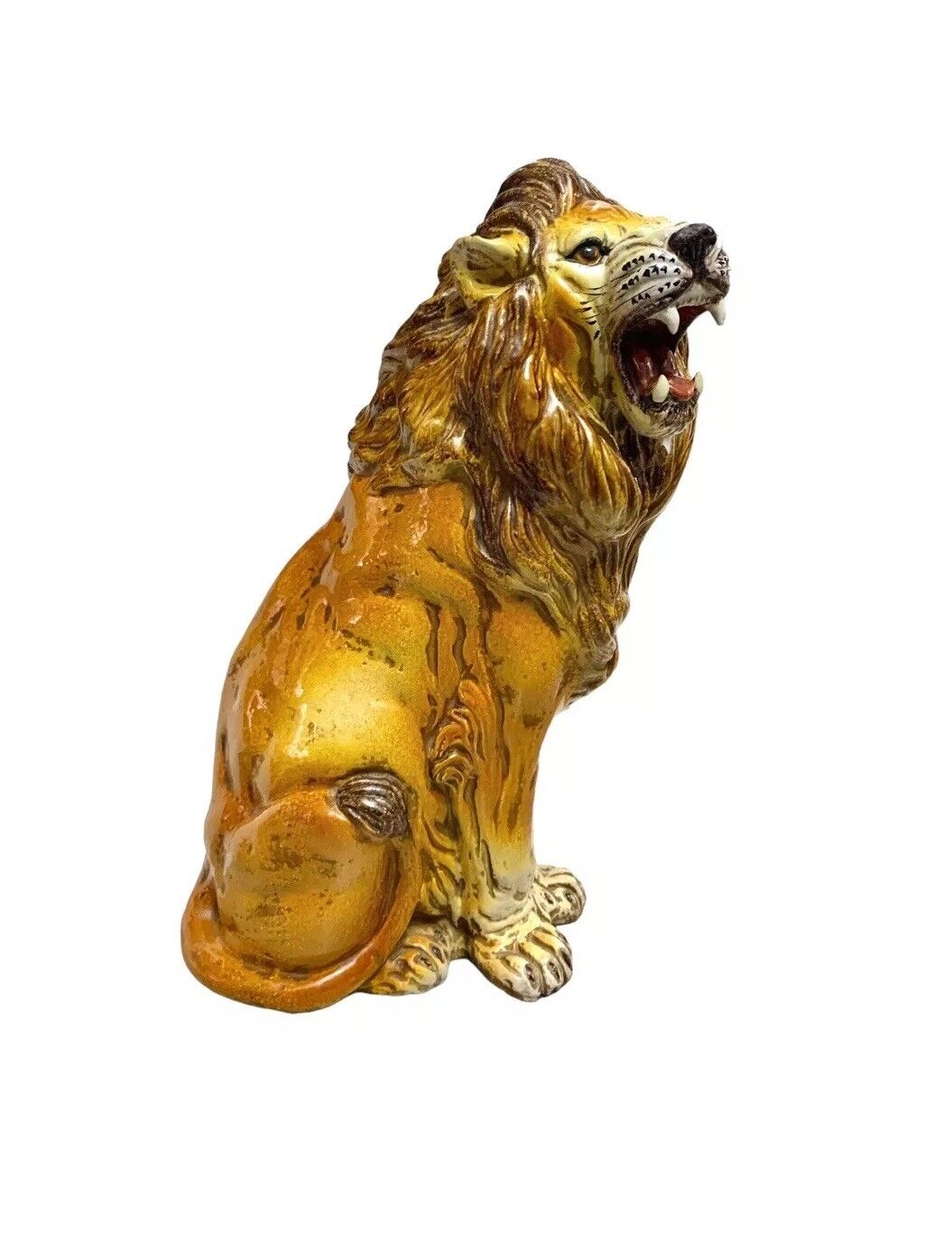 Lion Sculpture Large Ceramic Statue Vintage Safari Decor