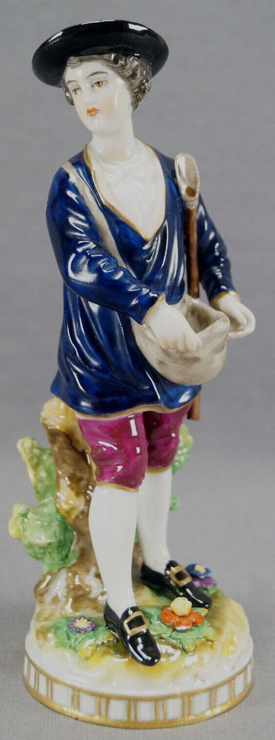 Aelteste Volkstedt Hand Painted Gatherer Male Figurine Circa 1915-1945