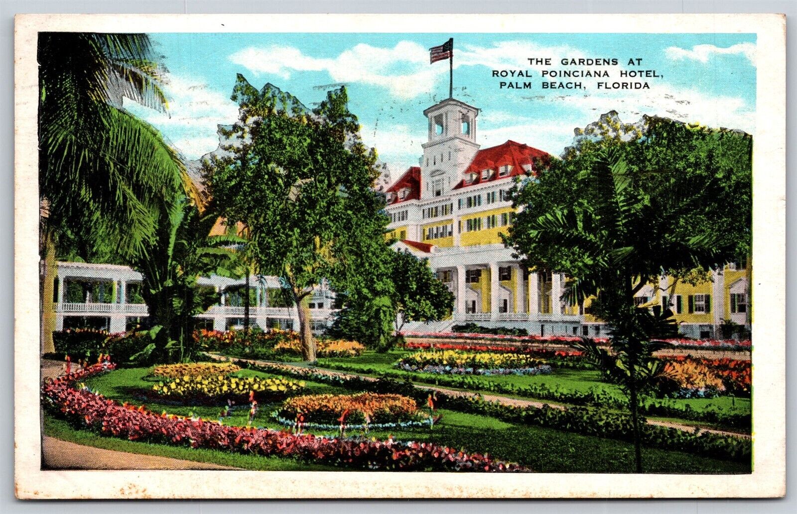 Postcard The Gardens at Royal Poinciana Hotel, Palm Beach FL 1934 J48