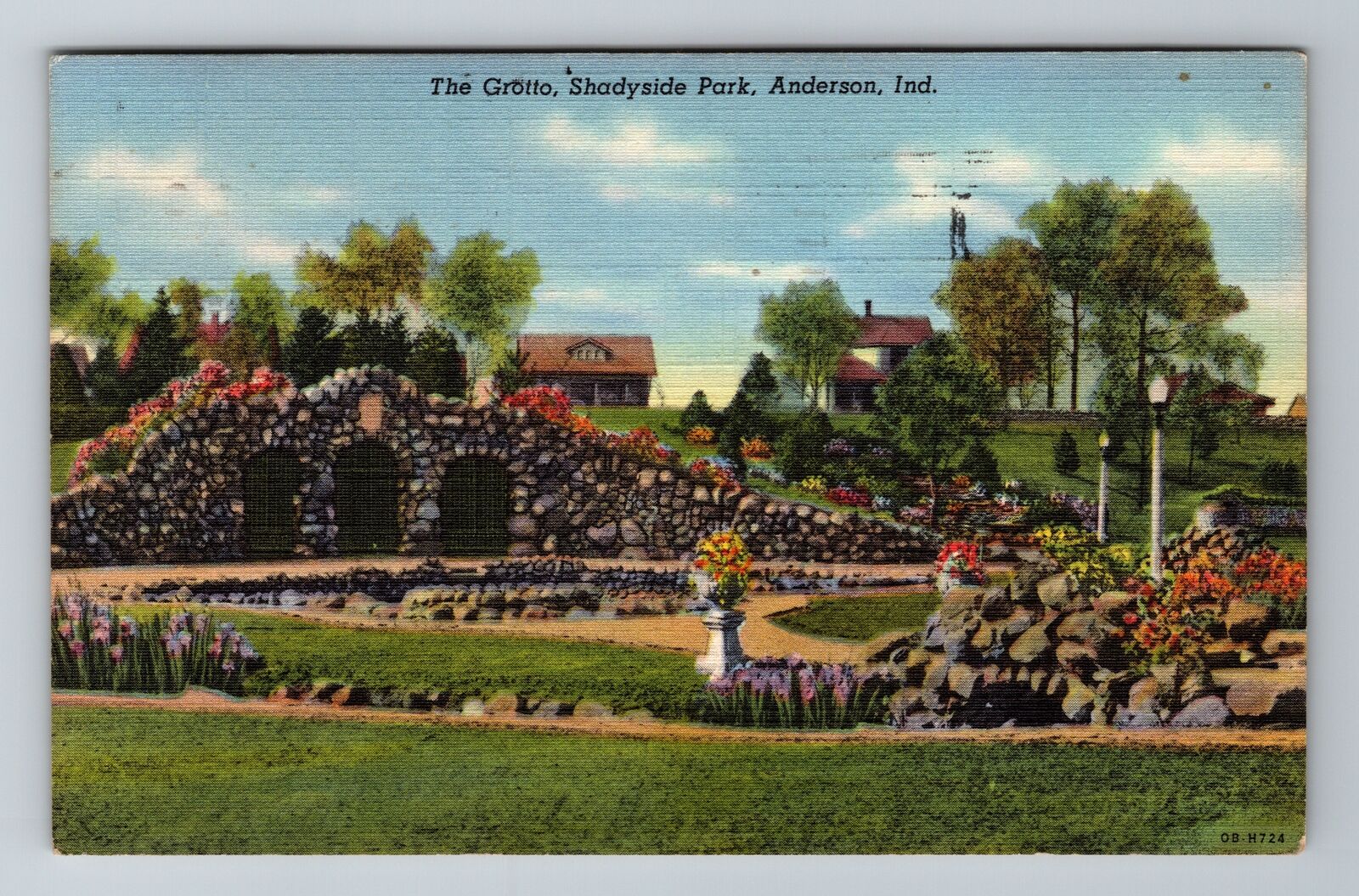 Anderson IN-Indiana, The Grotto, Shadyside Park, Antique Vintage c1950 Postcard