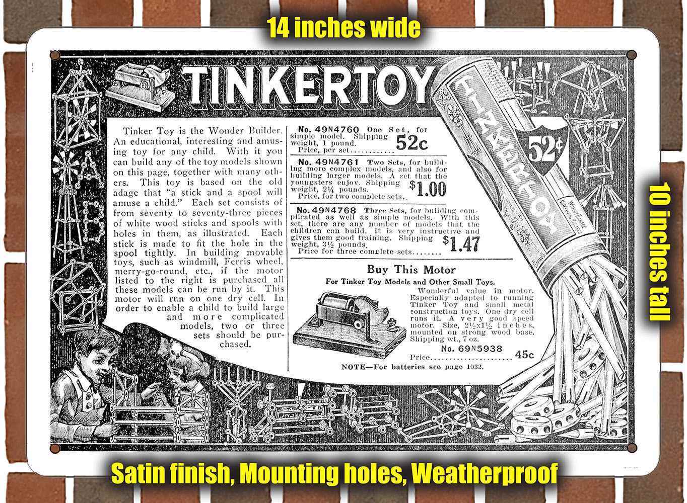 Metal Sign - 1918 Sears Tinkertoys- 10x14 inches
