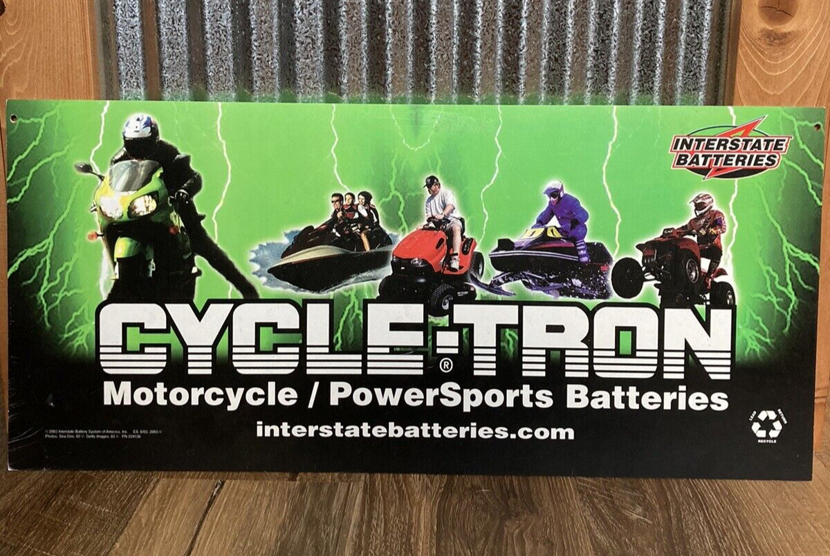 Interstate Batteries Cycle-Tron Motorcycle Powersports 2003 Store Sign RARE