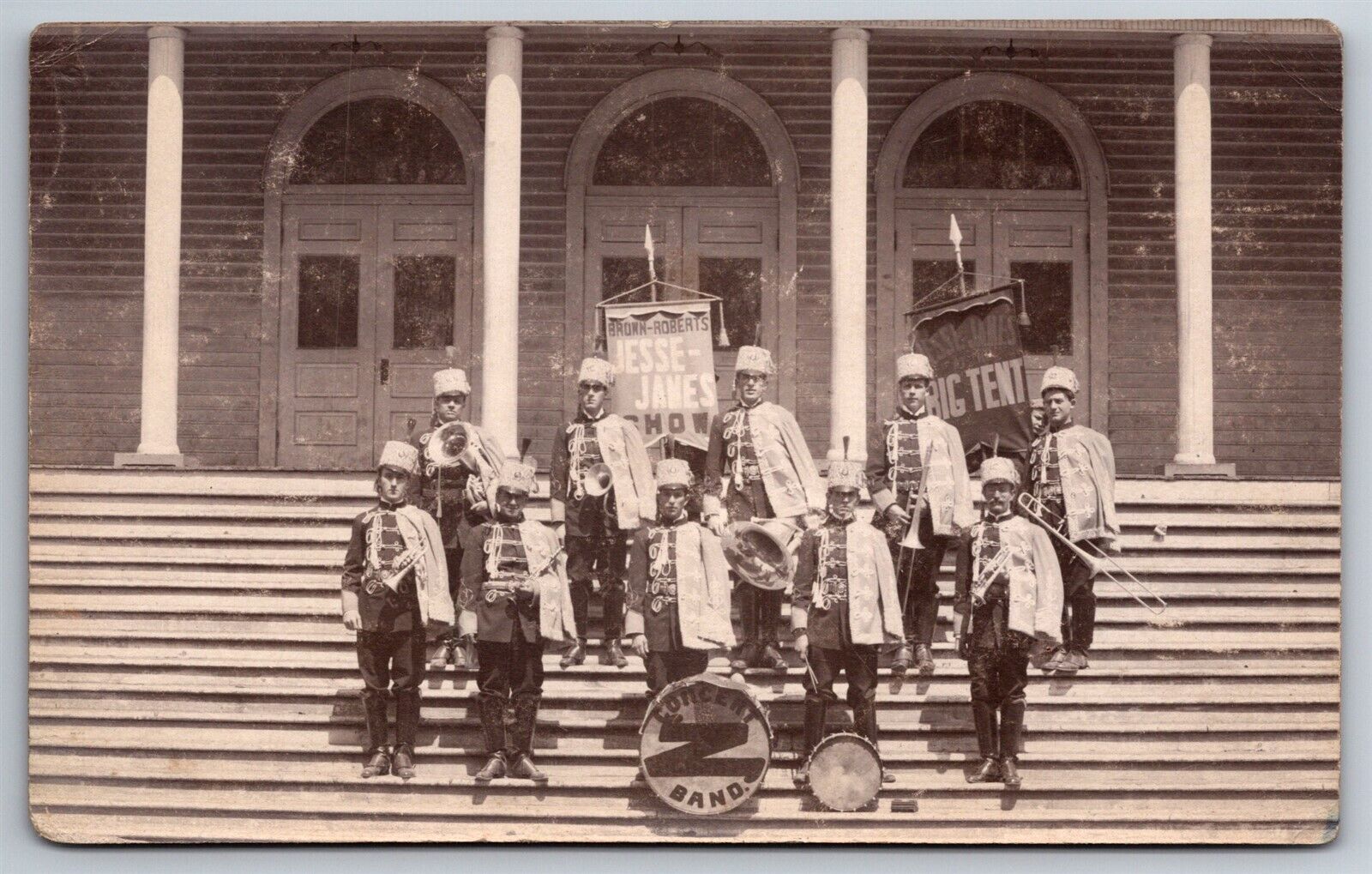 Jesse James Show Cow Boy Band Brown Roberts Trion GA 1908 RPPC Postcard J15