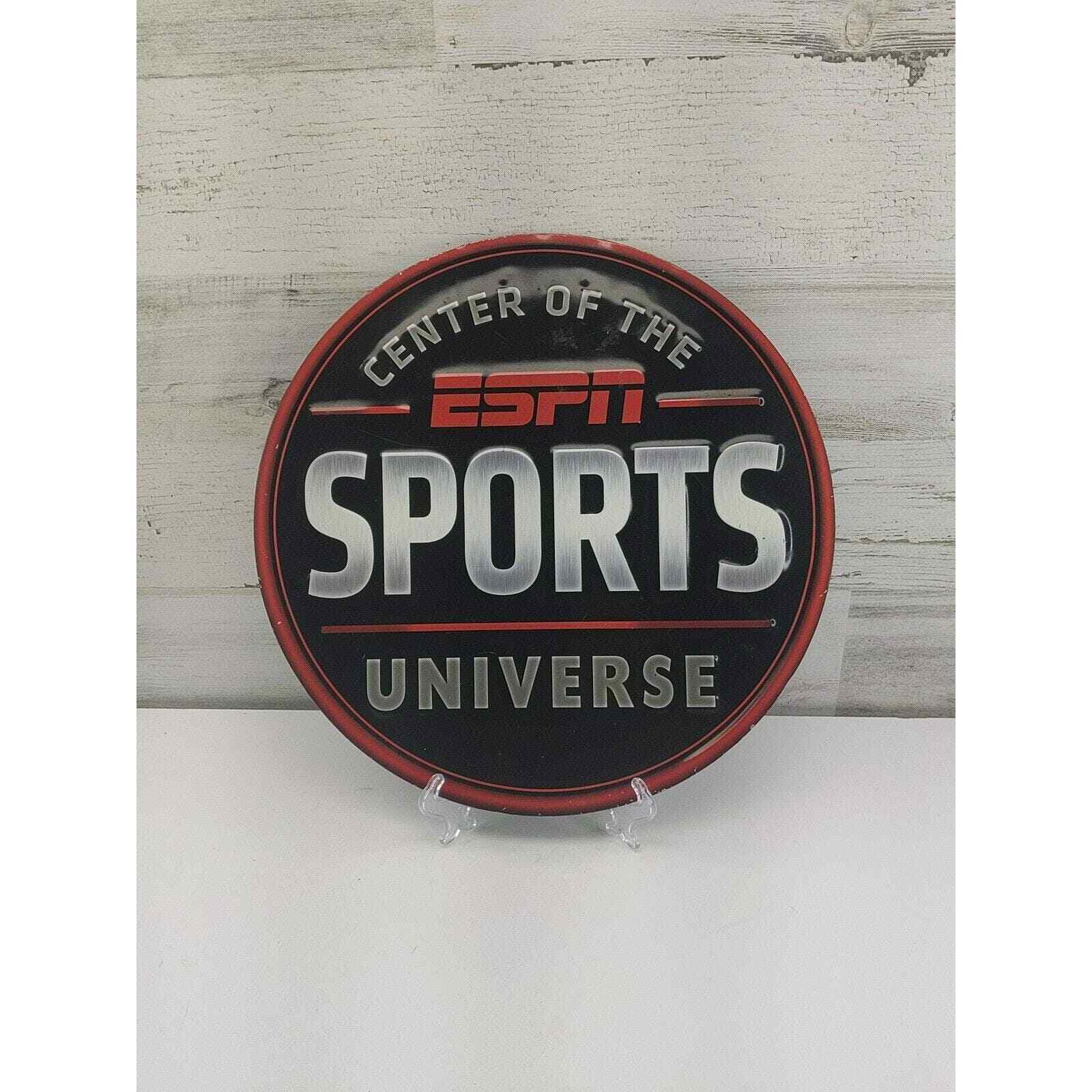 ESPN Sports Center of the Universe Metal Embossed Sign 13” Round Tin Sign