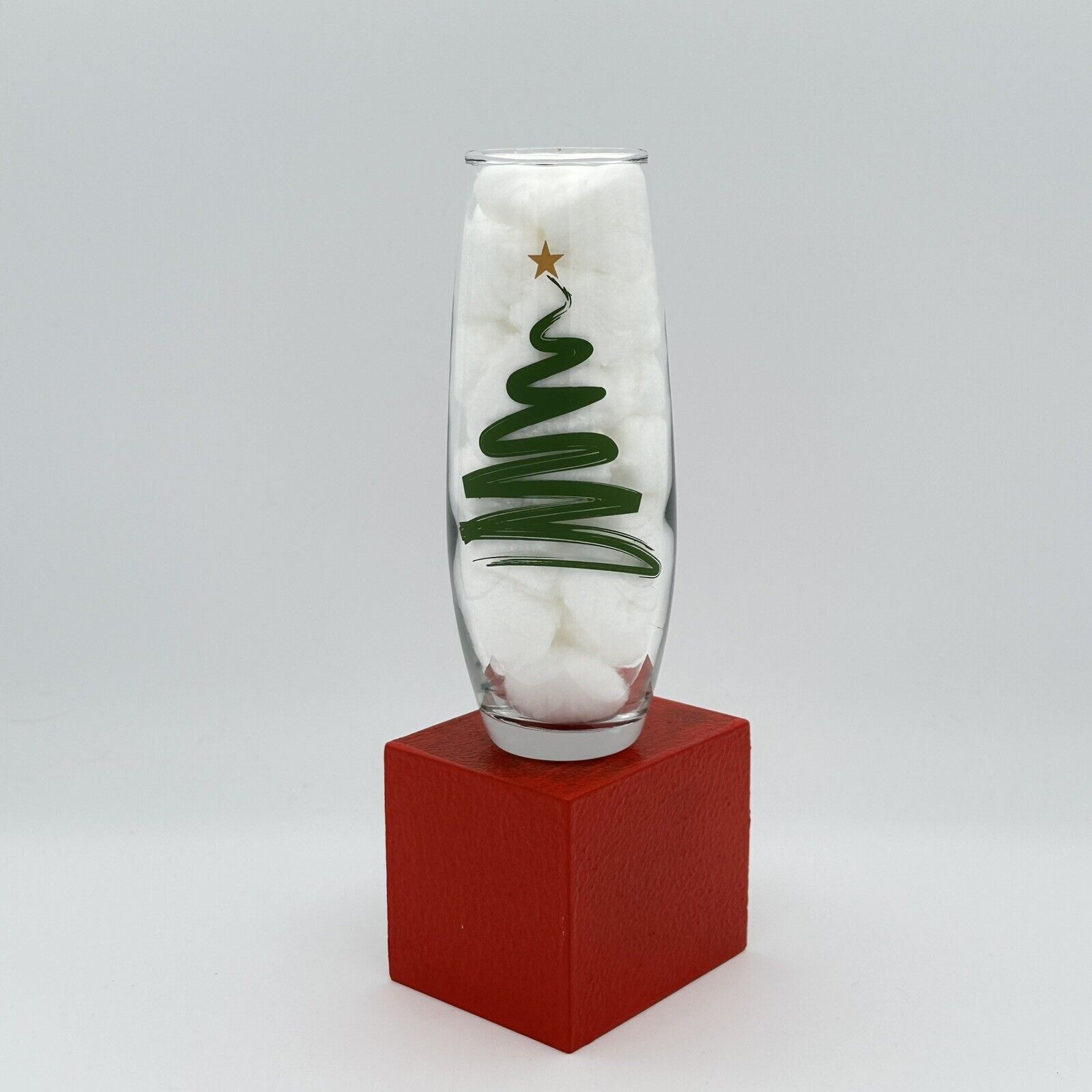 Christmas Tree With Star 10 oz Wine Glass 6” Beautiful