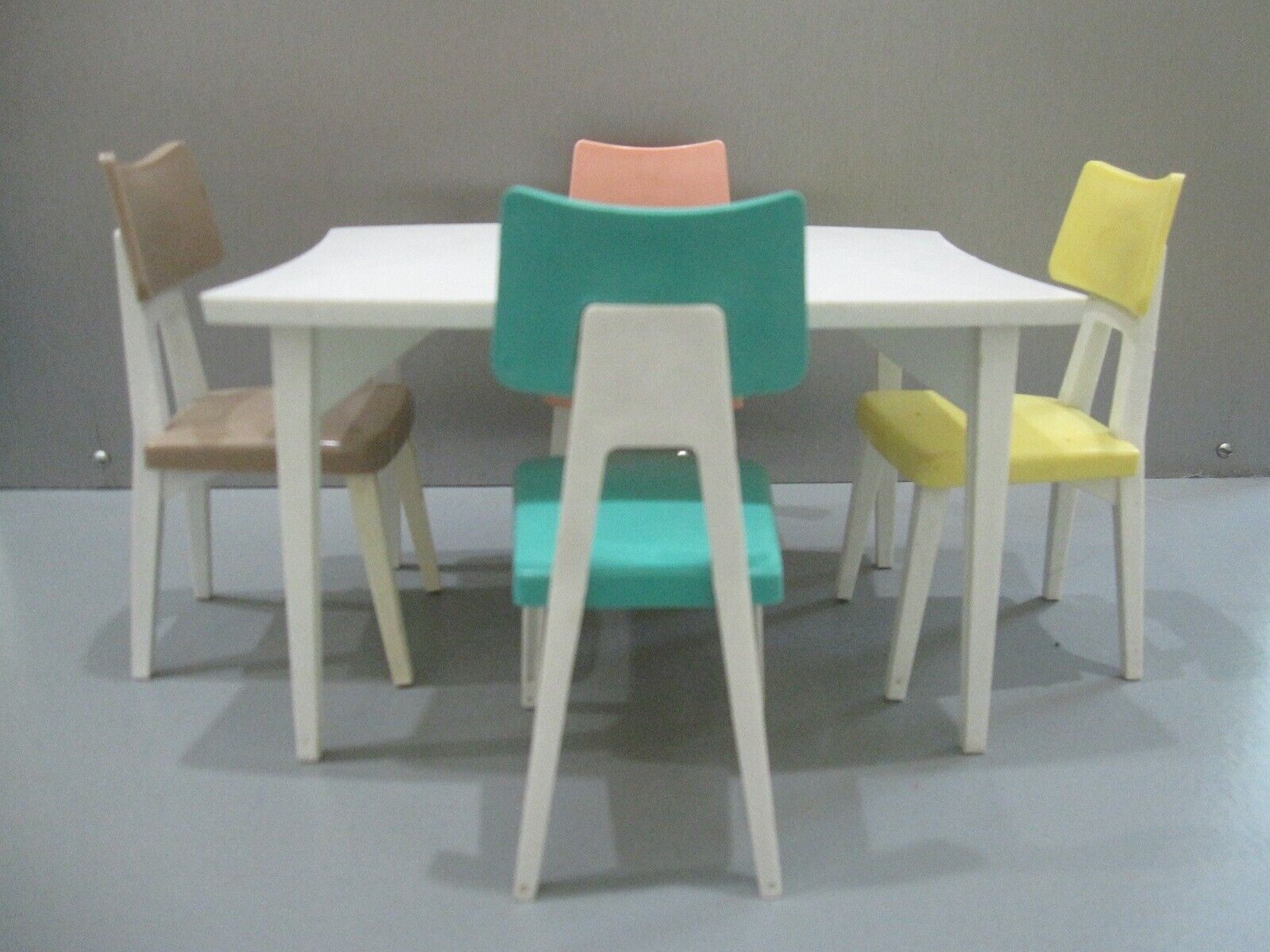 Mid Century Colorful Plastic Miniature Table and Chairs Set (5) Pieces