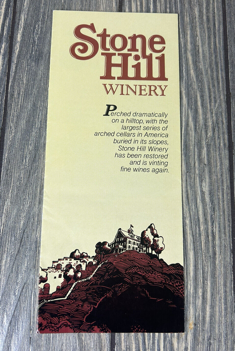 Vintage Stone Hill Winery Hermann Missouri Brochure Pamphlet